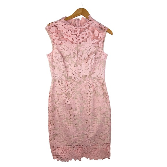 ANTONIO MELANI Dresses & Skirts - Antonio Melani Floral Detail Lace Sheath Midi‎ Dress size 10 Pink